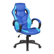 Poltrona gaming girevole con ruote e braccioli blu e azzurra Gerep Troy