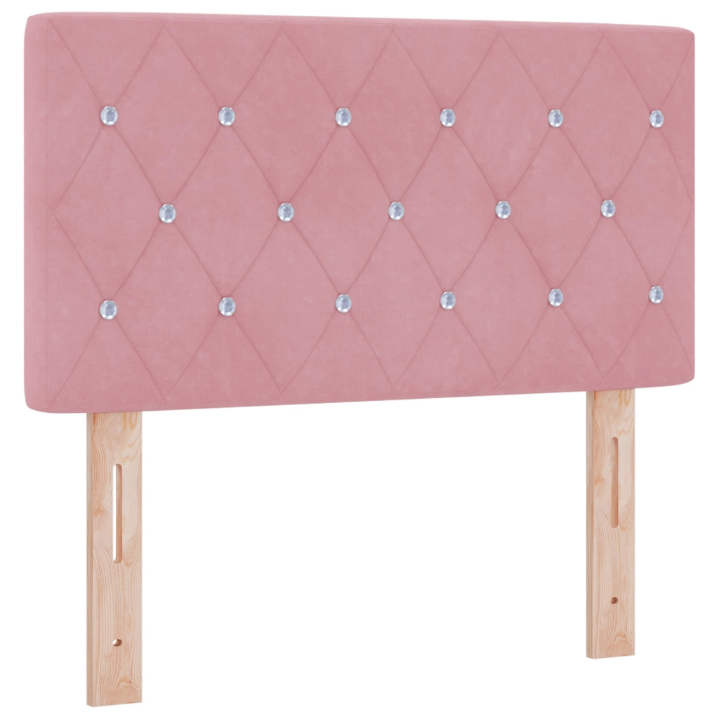 Testiera  con bottoni in cristallo tufted rosa 80 cm in velluto