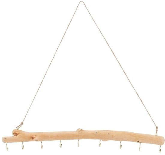 Hanger a muro con 9 ganci - Montaggio a parete - Materiale naturale legno - Stile vintage - Installazione senza problemi - Hanger a muro