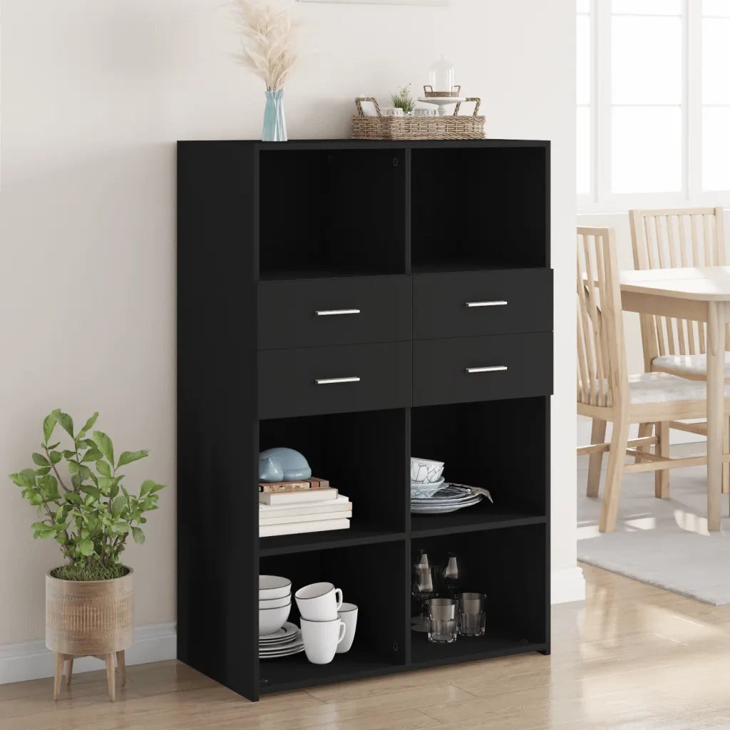 Credenza Nera 80x42,5x124 cm in Legno Multistrato 3281386