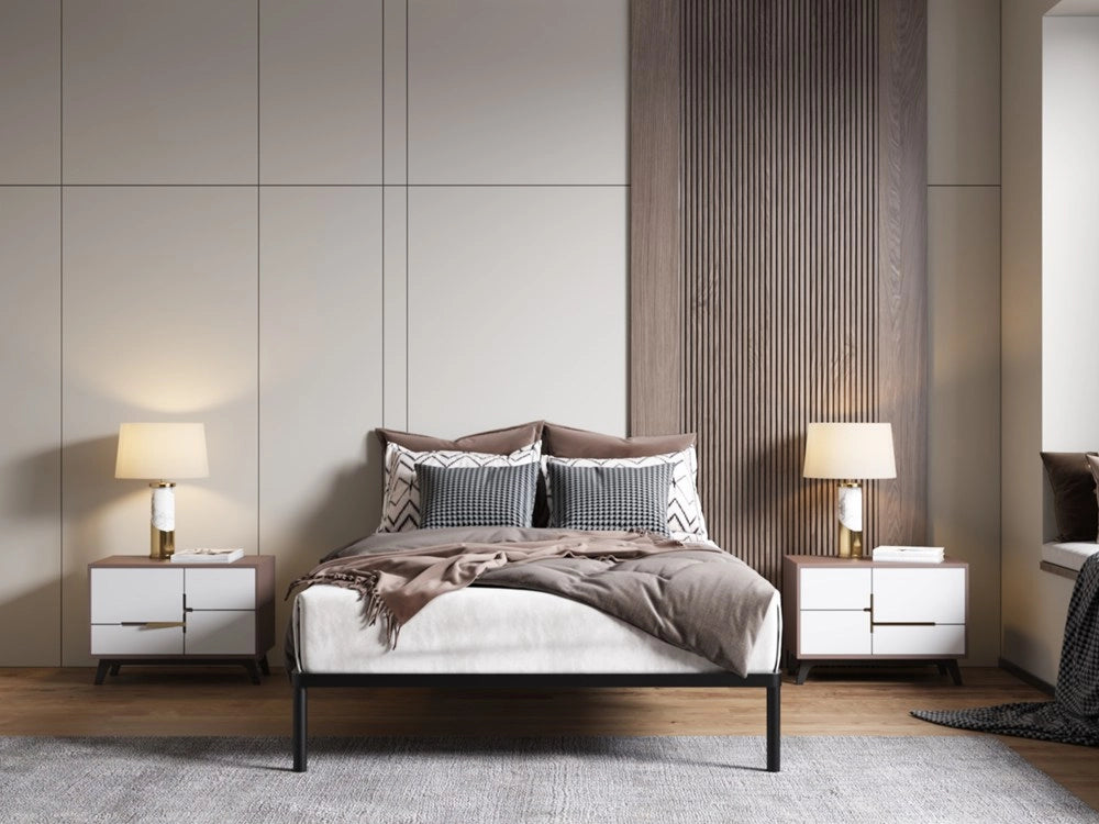 Rete letto BED ALU 140x200 metallo legno listelli moderno nero