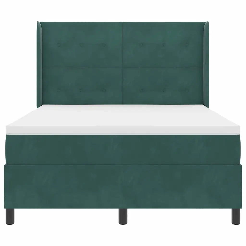 vidaXL Letto a molle con testiera Verde scuro 140 x 200 cm Velluto