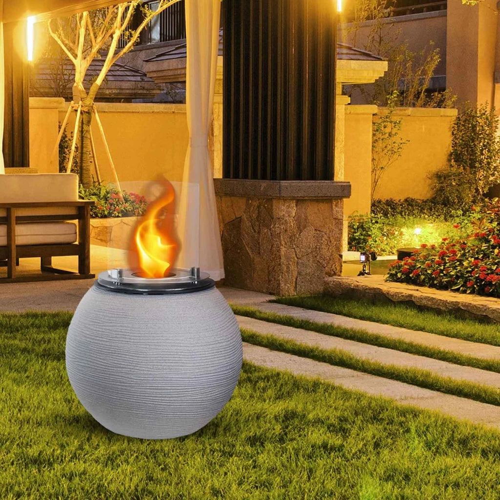 Botticelli - Camino a bioetanolo da terra, braciere da giardino ø 40xH54 cm, colore beige