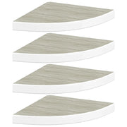 Mensole Angolari 4 pz-Scaffale a parete Rovere e Bianco 35x35x3,8 cm in MDF