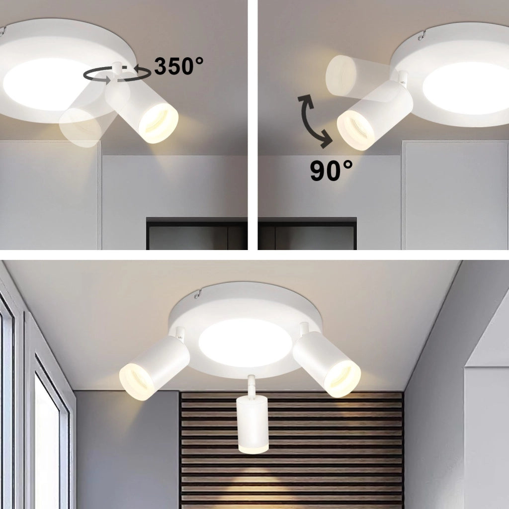 ZMH Faretto da soffitto 3 lampadine GU10 20W camera da letto 3000k lampada cucina metallo orientabile