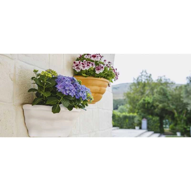 Vaso da parete decorativo classico tradizionale 50x27 H25 in polimero resistente bianco per piante per giardini e terrazze - Made in Italy - Monacis