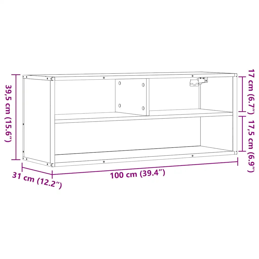 Mobile TV Rovere Marrone 100x31x39,5 cm in Truciolato e Metallo