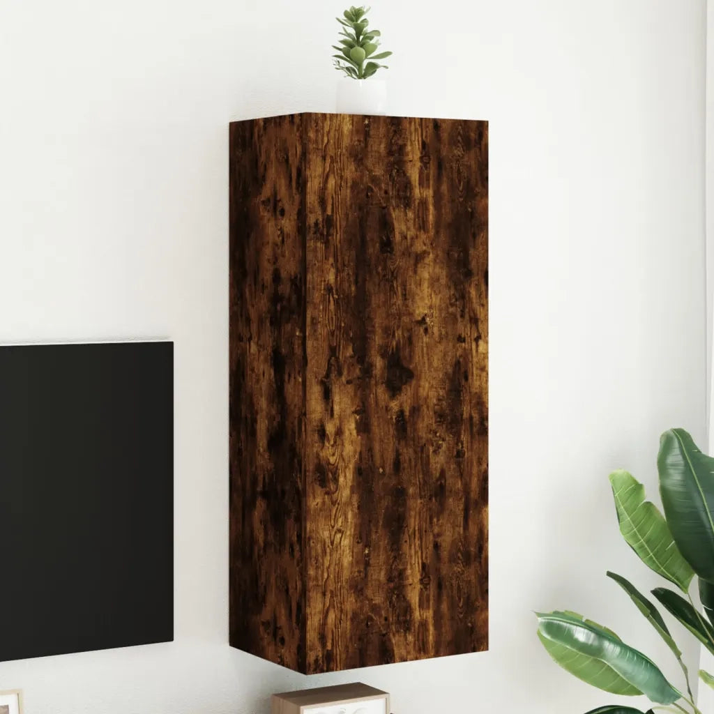 Mobile TV a Parete-Mobile TV a Muro Rovere Fumo 40,5x30x102 cm Legno Multistrato