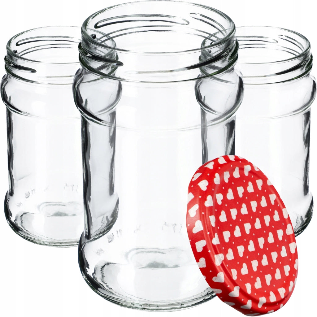 Barattoli per conserve KADAX Seno 315 ml 10 pezzi 66 mm + coperchi "Cuori"