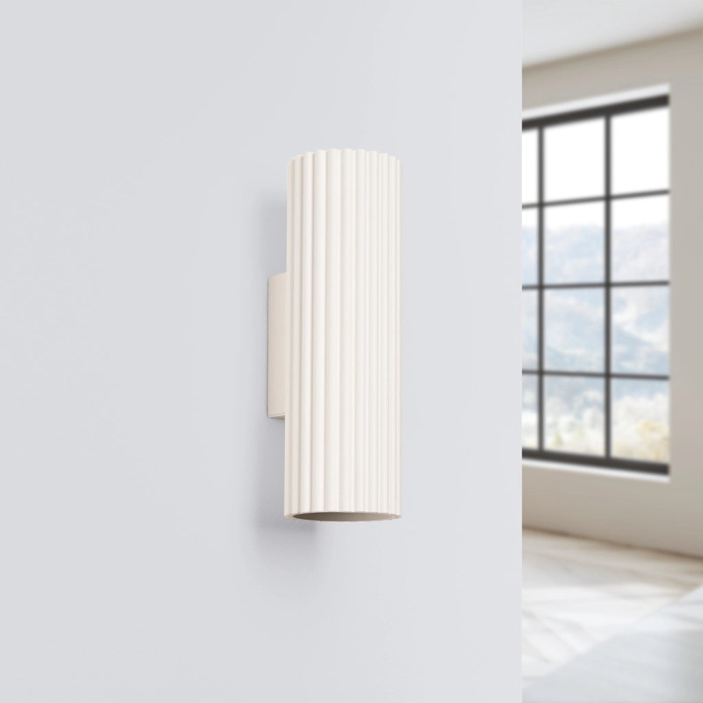 Applique moderna beige tubo rigato 20cm up/down 2xGU10