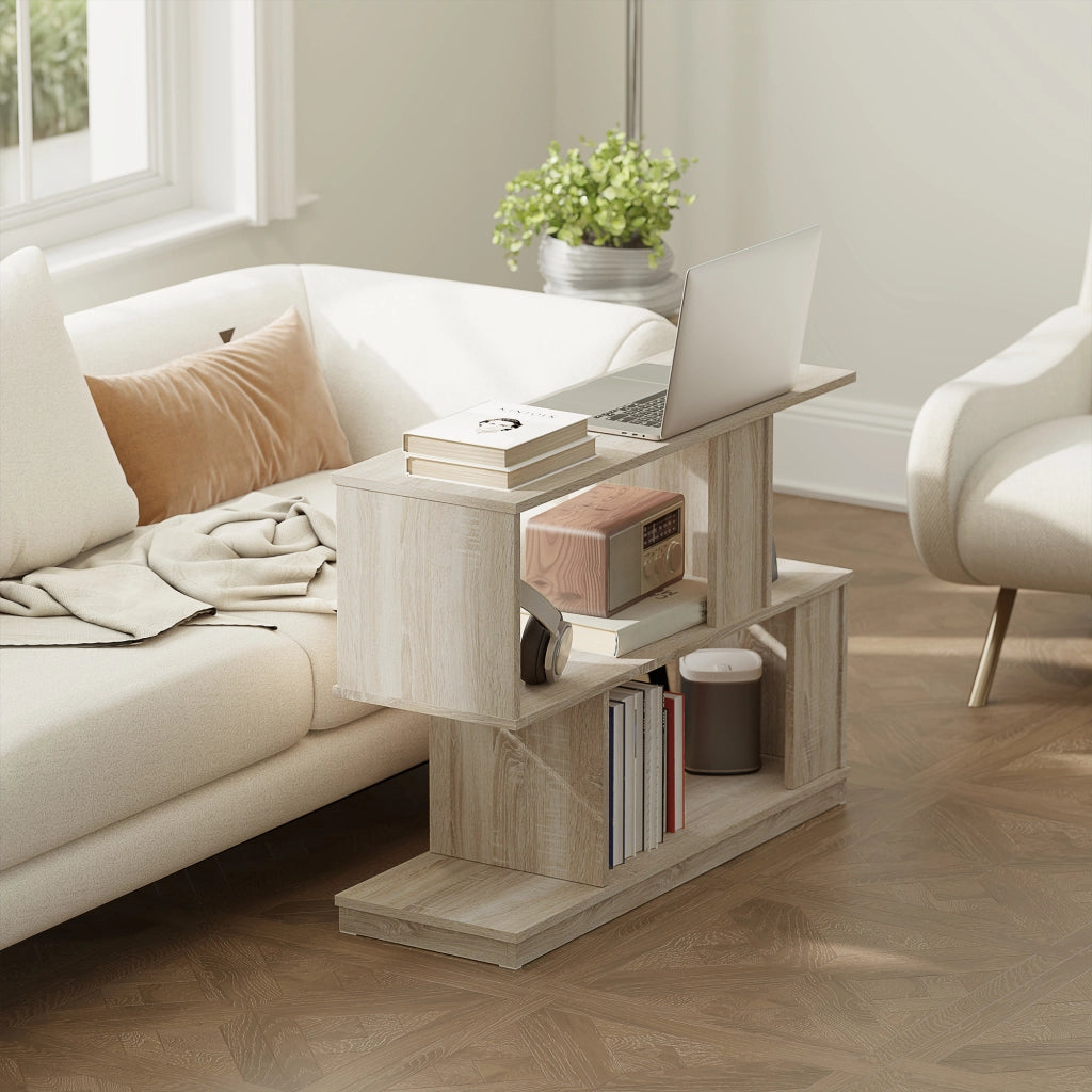 Tavolino da Caff¨¨ Moderno a S con 3 Ripiani per Soggiorno e Salotto, 90x30x61 cm, Legno