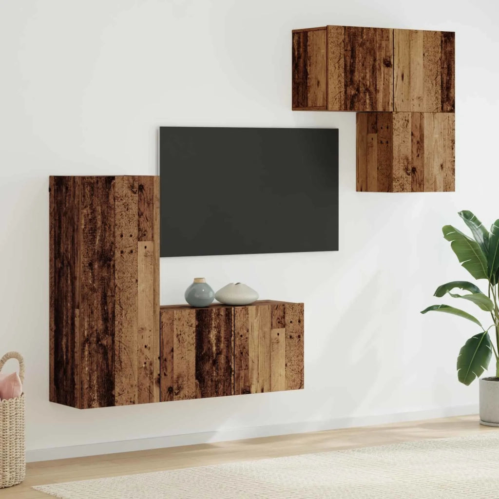 Mobile TV 4 pz | Armadietto TV | Mobile Porta TV Legno vecchio Legno multistrato