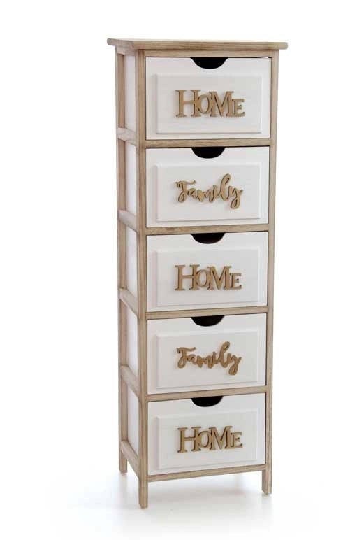HOME CASSETTIERA IN LEGNO DECORATA CON 4 CASSETTI 36 X 28 X 108 CM BICOLOR