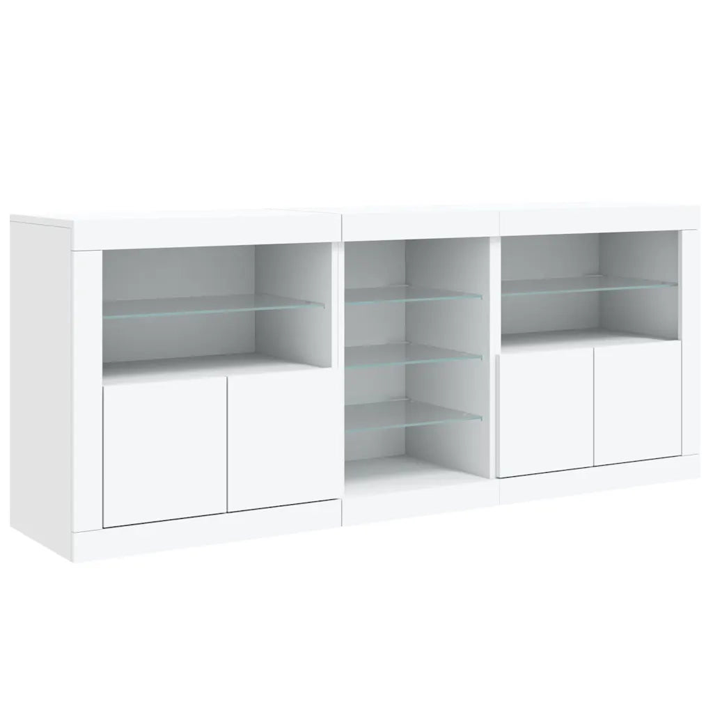 Credenza | Madia | Buffet da pranzo | Armadio da pranzo con Luci LED Bianca 181,5x37x67 cm