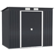 Capanno da giardino; con finestre di ventilazione; porte scorrevoli; acciaio zincato; 213 x 130 x 172 cm; grigio scuro