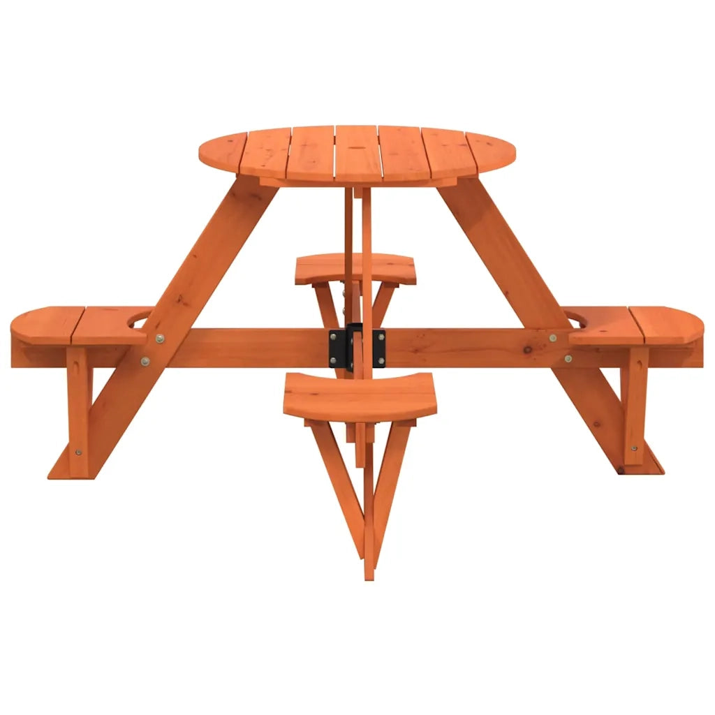 Tavolo da Picnic per 4 Bambini Rotondo con Foro in Legno Abete 4008988