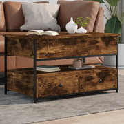 Tavolino Salotto Rovere Fumo 85x50x50 cm Multistrato e Metallo 845388