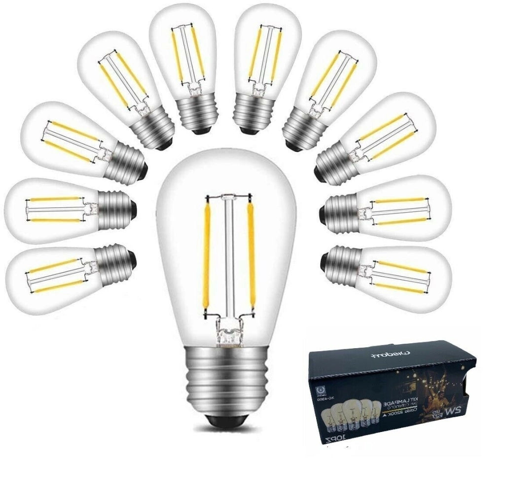 KIT 10 LAMPADA LED FILAMENTO VINTAGE RETRO BULBO E27 LAMPADINA LUCE DA 2 WATT LED LUCE CALDA 2700K
