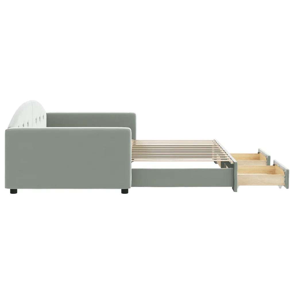 Divano Letto Estraibile Cassetti Grigio Chiaro 100x200 Velluto 3197356