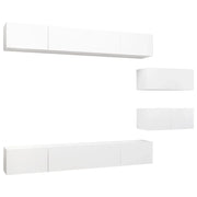 Set di mobili da 6 pezzi tra cui armadio credenza mobile TV televisore per soggiorno camera da letto salotto legno ingegnerizzato bianco 02_0025017