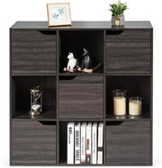 Scaffale Portaoggetti Guardaroba Mensola Libreria in Legno Mobile con 9 Cubi, Scaffale Cubo Porta Libri (Grigio-Marrone)