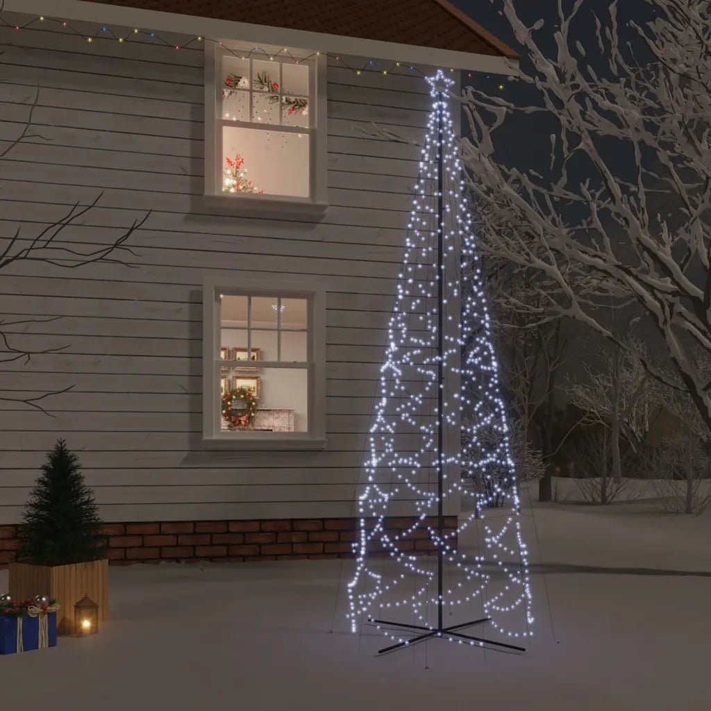 Albero di Natale a Cono Bianco Freddo 1400 LED 160x500 cmcod mxl 71491