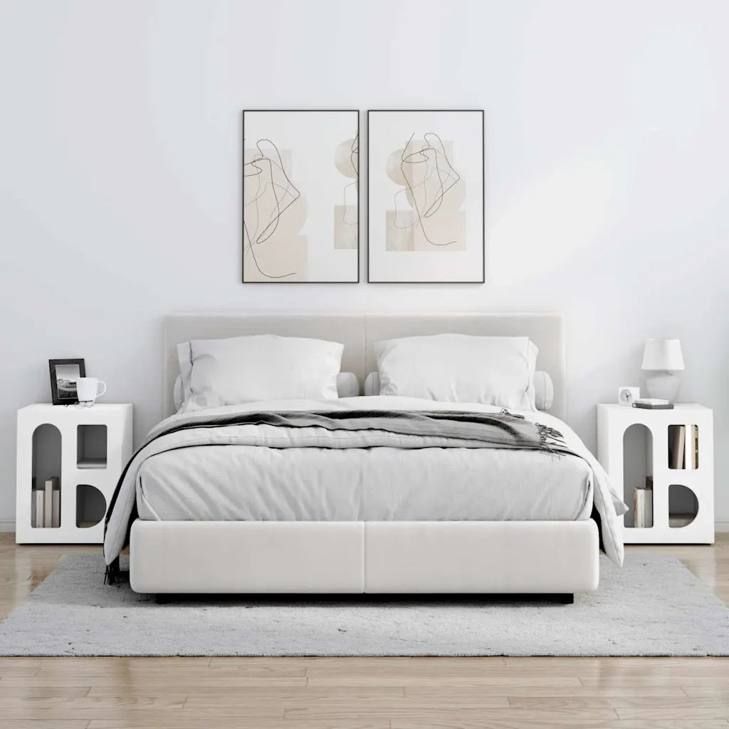 Comodino 2 pcs Bianco 40 x 35 x 50 cm Legno multistrato