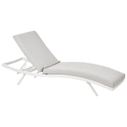 Set di 2 lettini da giardino Tessuto grigio chiaro Telaio in alluminio bianco Schienale reclinabile regolabile Imbottito Stile moderno