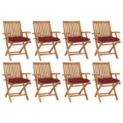 Sedie da Giardino Pieghevoli con Cuscini 8 pz Massello di Teak cod mxl 72178