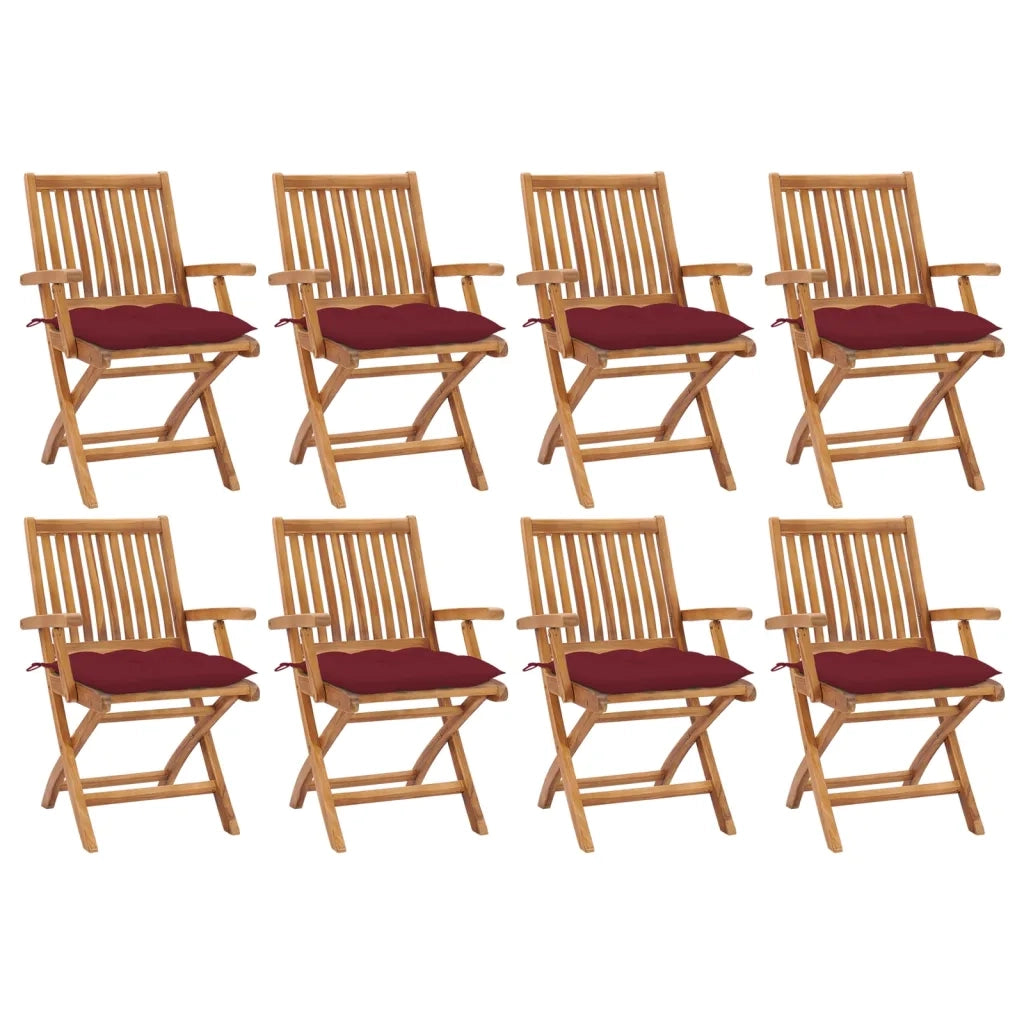 Sedie da Giardino Pieghevoli con Cuscini 8 pz Massello di Teak cod mxl 72178