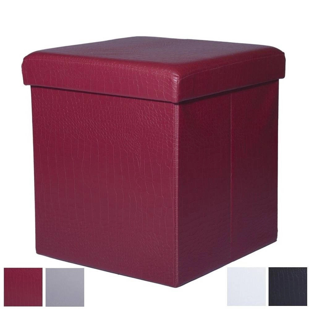 Trade Shop - Pouff Puff Pouf Contenitore Imbottito Portaoggetti Seduta Pelle 35 X 35 X 35 Cm -