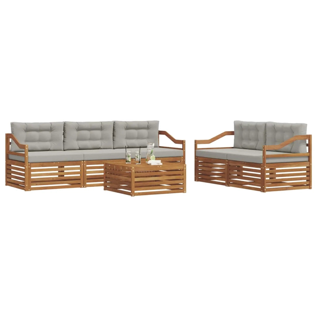 Set di divani da esterno 6 pcs Grigio Naturale e Chiaro 3373036