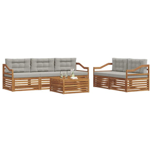 Set di divani da esterno 6 pcs Grigio Naturale e Chiaro 3373036