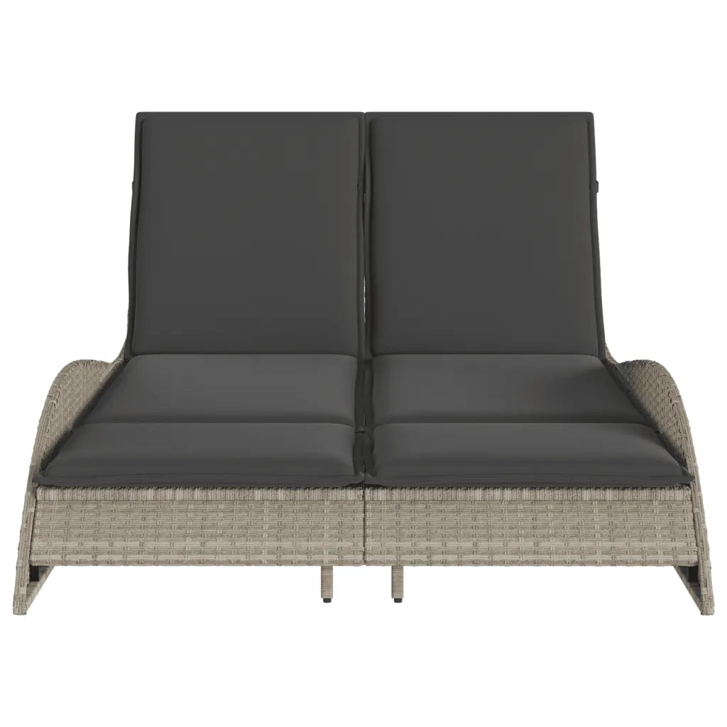 Lettino con Cuscini Grigio Chiaro 114x205x73 cm in Polyrattan 368292