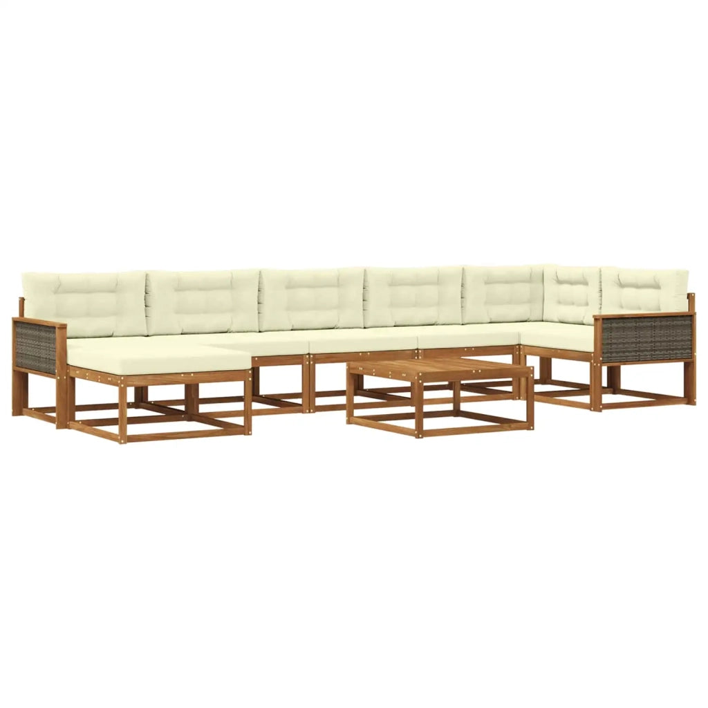 Set di divani da esterno con cuscino 8 pcs Naturale e Crema
