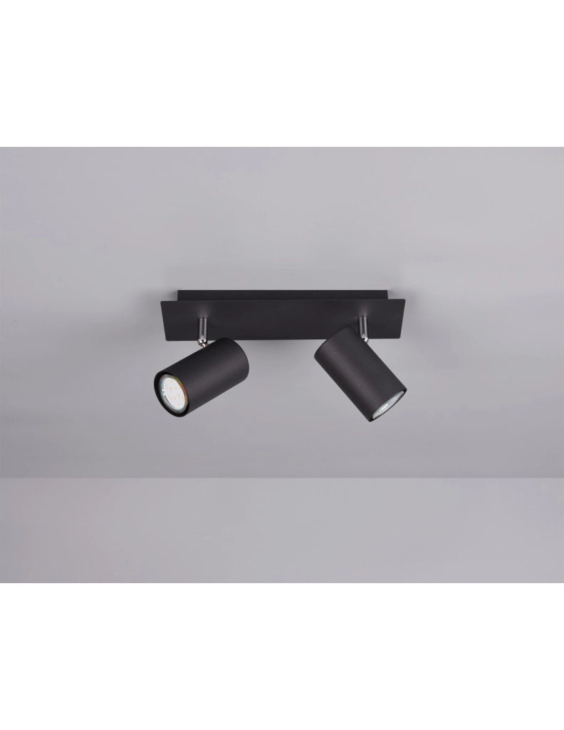 Plafoniera 2 Faretti Spot Orientabili Marley Nero Trio Lighting