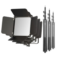 3x LED Niova 100-F Pro 100 W bicolore con treppiede per lampada, luce video dimmerabile, luce da studio con luce morbida, luce fotografica con telecomando