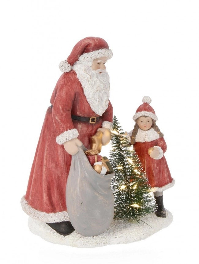 Babbo Natale Baldwin Rosso con Bimba H18.5cm LED (4 Pezzi)