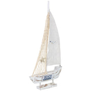 Figura decorativa a forma di barca in legno bianco, 21x5x46h cm
