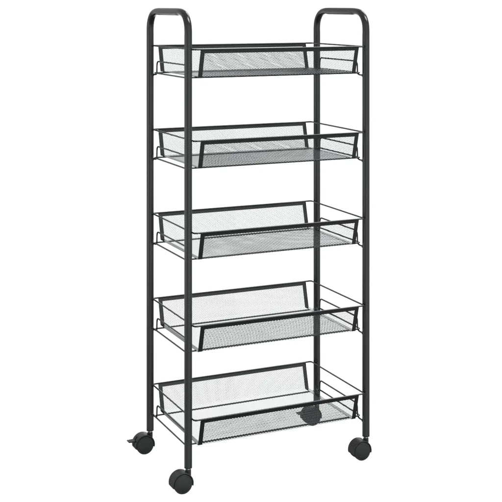 Carrello da Cucina con 5 Ripiani Nero 46x26x105 cm in Ferro cod mxl 64172