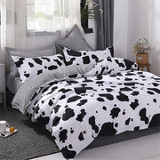 Set di coperte per bambini, 135 x 200 cm, per ragazzi, nero-bianco, disegno mucche, coperta, set di coperte per bambini, microfibra, a righe, coperte per bambini reversibili con cuscino 80 x 80 cm