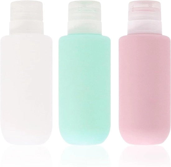 Set di 3 flaconi di silicone da viaggio da 200 ml per articoli igienici - Contenitori chiusi a compressione - Liberi da BPA - Autorizzati da TSA - Ideali per liquidi