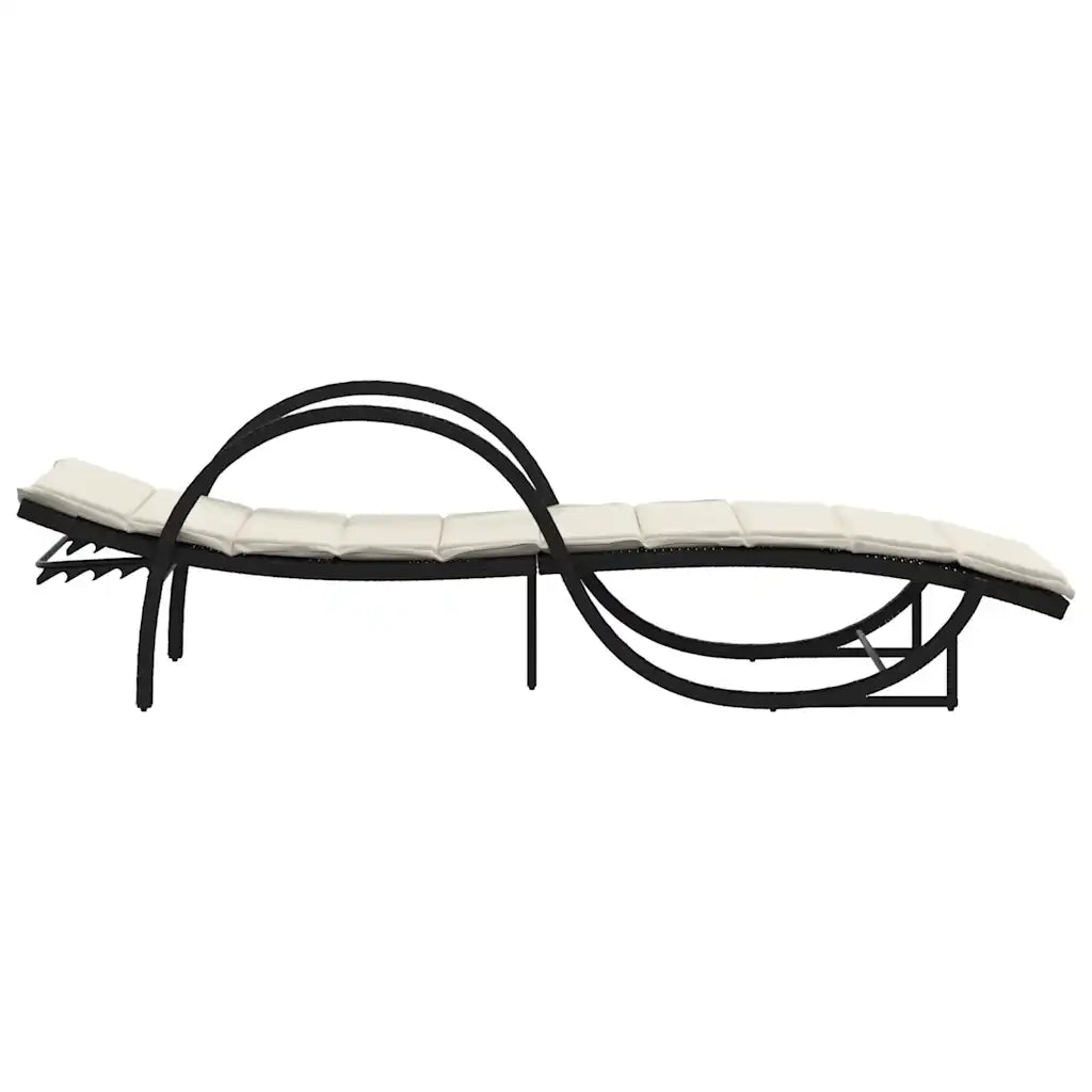 Lettini Prendisole 2 pz | Sdraio da giardino | Lettino da sole con Cuscini Neri in Polyrattan
