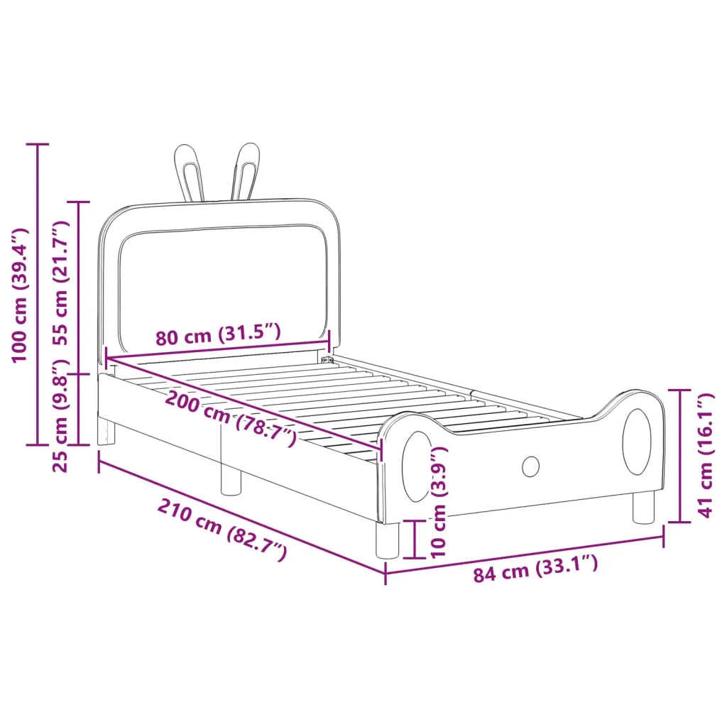 Struttura letto Bambini | Letto Infantile | Lettino con testata Rosa 80 x 200 cm PU