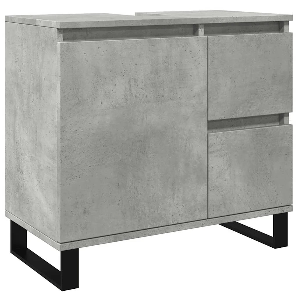 Armadietto da Bagno Grigio Cemento 65x33x60cm in Truciolato