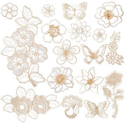 Applicazioni di bordatura - 17 pezzi per cucire - Beige - Patch per abbigliamento - Adatto per matrimoni e feste