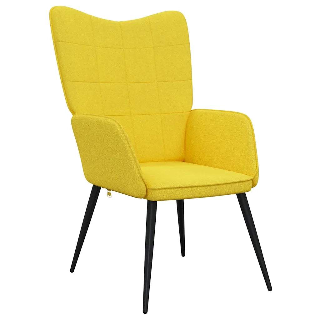 Poltrona | Sedia Relax con Sgabello Giallo Senape in Tessuto