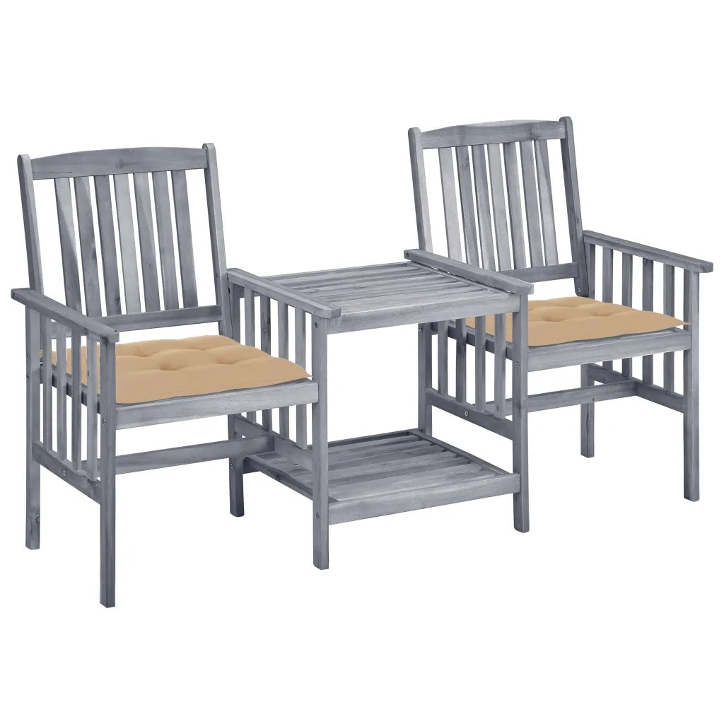 Sedie da Giardino con Cuscini e Tavolino in Massello di Acacia cod mxl 35391