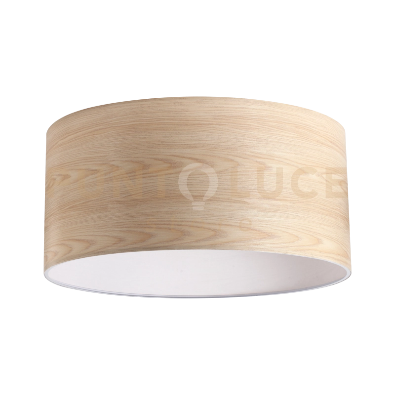 SET UP PARALUME CILINDRICO D.90CM IN TESSUTO E PVC PER LAMPADARIO A SOFFITTO EFFETTO LEGNO