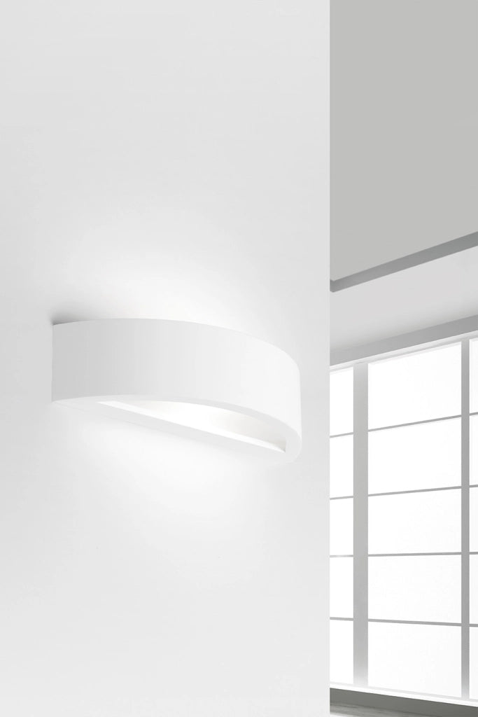Andros applique a parete in gesso bianco 1 luce attacco E27 30x7,5cm